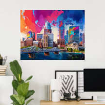 Louisville Colorful Skyline Abstrait Art