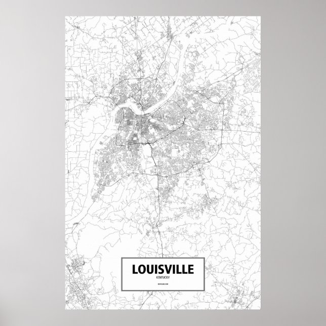 Poster Louisville, Kentucky (noir sur blanc) (Devant)
