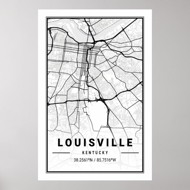 Poster Louisville Kentucky USA City Travel City Plan (Devant)