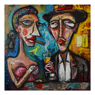 Poster Lounge Cigar Femme Fatale Expressionnisme Abstrait