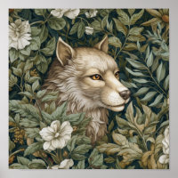 Loup Art nouveau en feuille