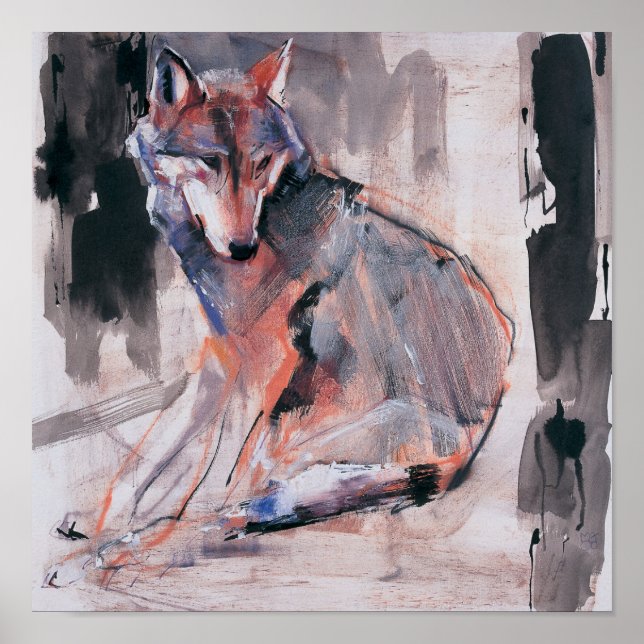 Poster Loup assis 2000 (Devant)