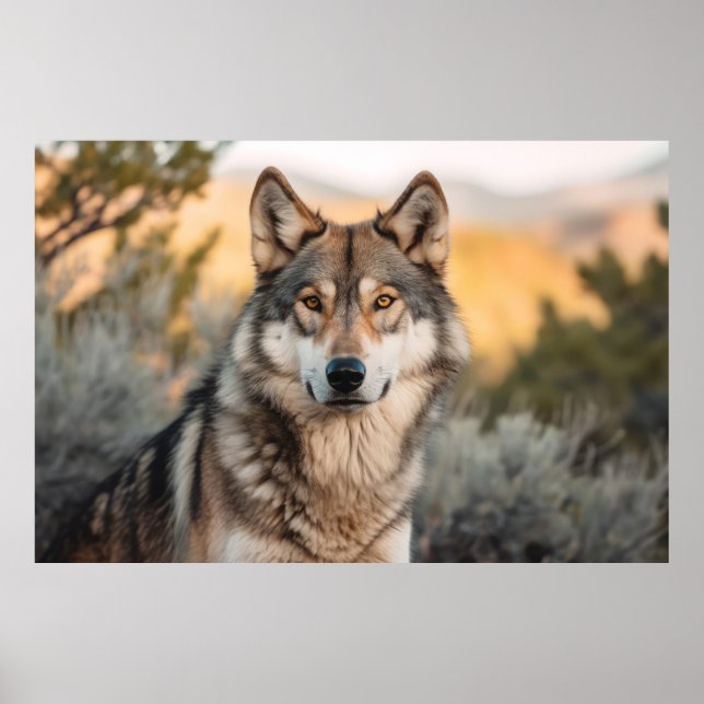 Poster Loup dans la nature (Devant)