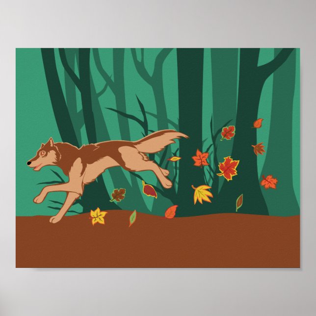 Poster Loup d'automne (Devant)