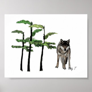 Poster loup de bois