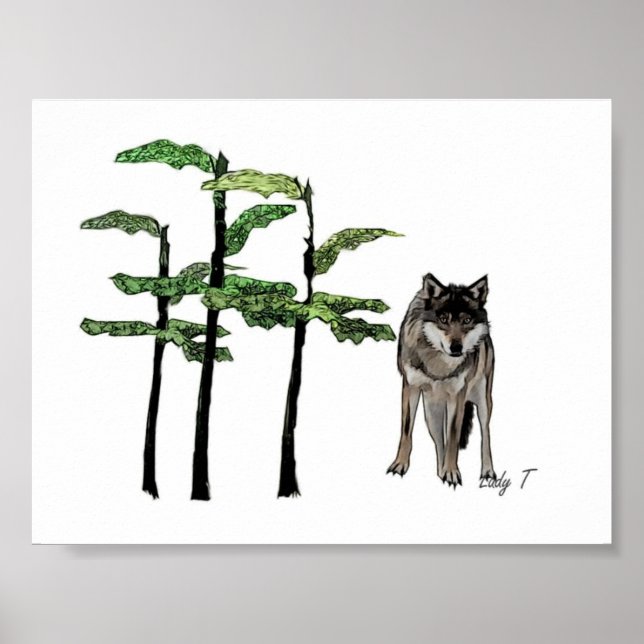 Poster loup de bois (Devant)