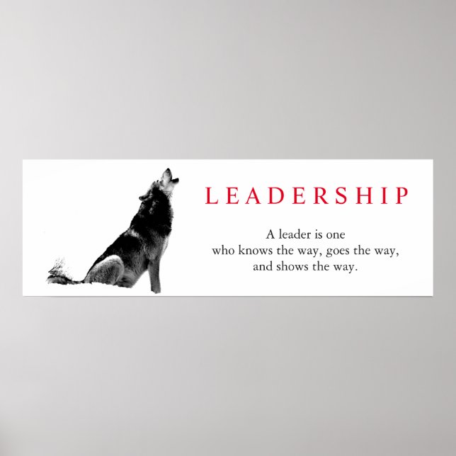 Poster Loup de leadership inspiré noir blanc (Devant)
