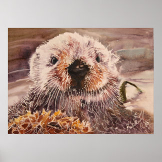 Poster Loup de mer en toile d'aquarelle Kelp Imprimer