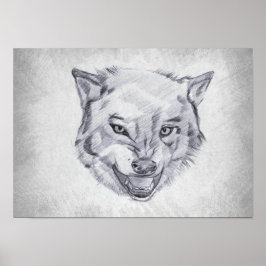 Poster Loup - Dessin Graphique