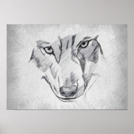 Poster Loup - Dessin Graphique
