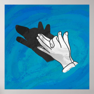 Poster Loup en bleu