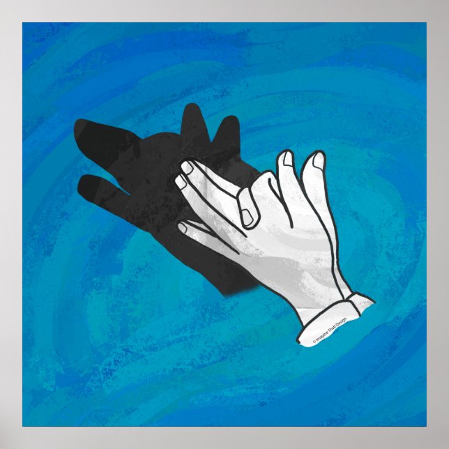 Poster Loup en bleu (Devant)