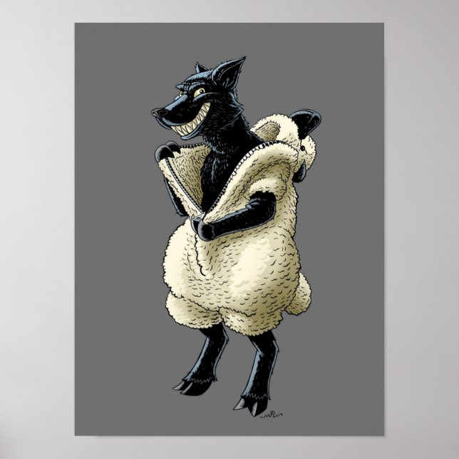 Poster Loup en moutons (Devant)