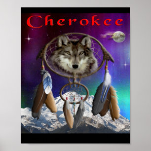 Poster Loup et lune