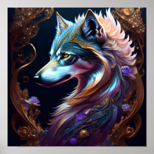 Poster Loup étoilé fantastique