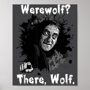 Poster Loup-garou_ Là, Loup. Drôle Abby Normal Rétro Com