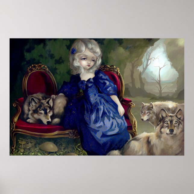 Poster Loup-Garou La Tristesse Art Imprimer loup gothique (Devant)