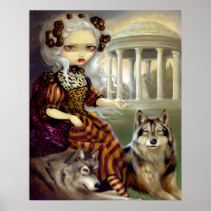 Poster Loup-Garou : Le Temple ART IMPRIMER rococo wolf go