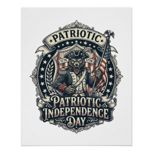 Poster Loup-garou patriotique Patriote Horreur Monstre Pa