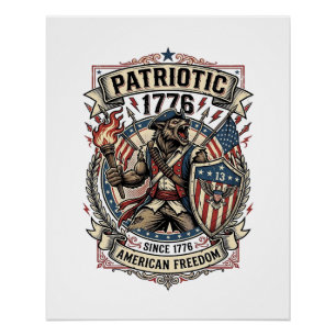 Poster Loup-garou patriotique Patriote Horreur Monstre Pa