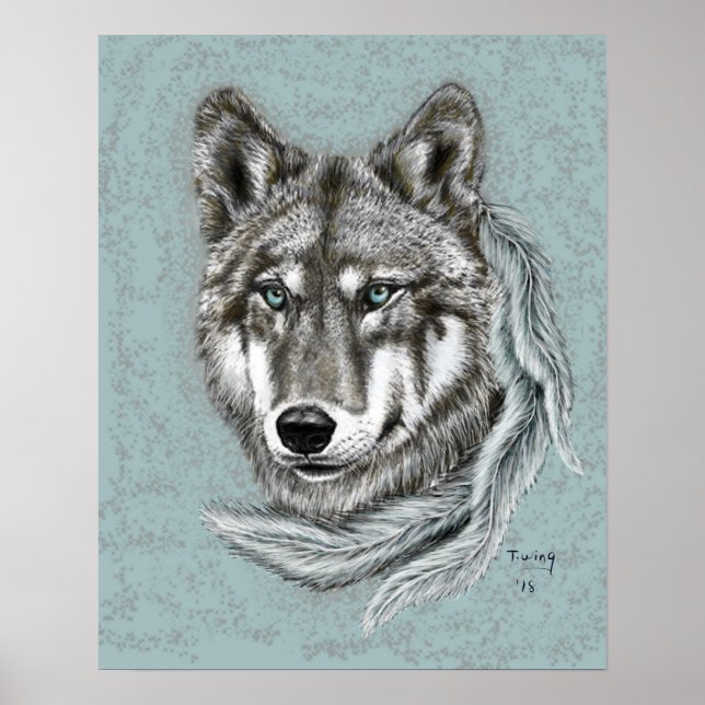 Poster Loup gris (Devant)