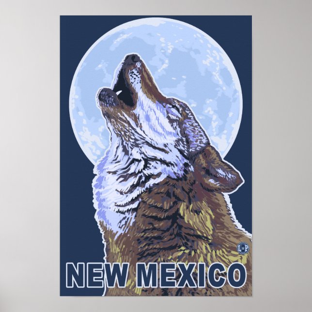 Poster Loup gris Howling Nouveau-Mexique (Devant)