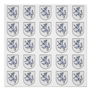 Poster Loup gris rampant sur un bouclier blanc
