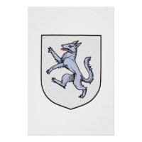 Loup gris rampant sur un bouclier blanc