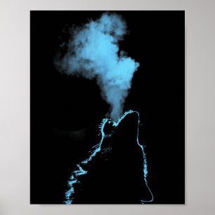 Poster Loup hurlant à la lune nuit étoilée loups Anima