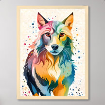 loup peindre chien mignon coloré la faune arc-en-c