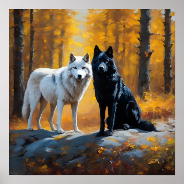 Poster Loups blancs noirs (Devant)