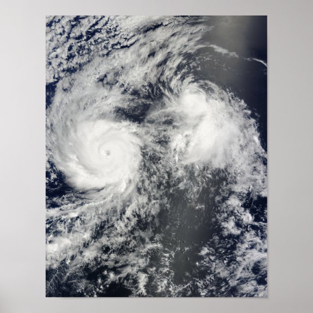 Poster L'ouragan Felicia et le cyclone Enrique à l'est de (Devant)