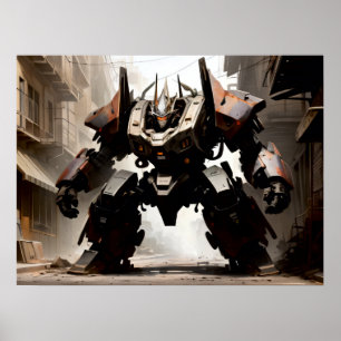 Poster Lourd mech en position agressive