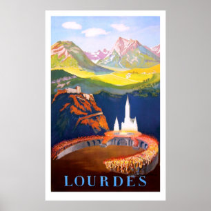 Poster Lourdes, Ville et Église. Les Pyrénées