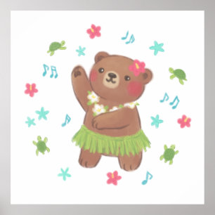 Poster L'ours en peluche à Hawaii Illustration