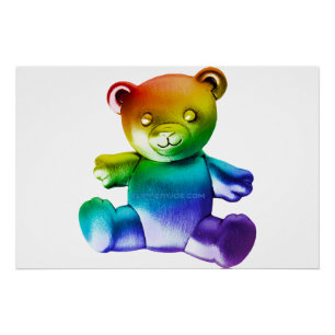 Poster L'ours en peluche en métal brossé SlipperyJoe's dé