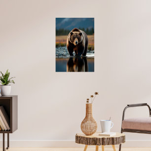 Poster L'ours majestueux au bord de la rivière