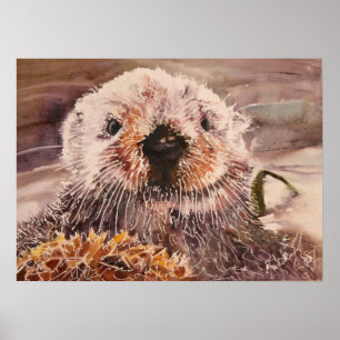 Poster Loutre de mer dans la copie de toile