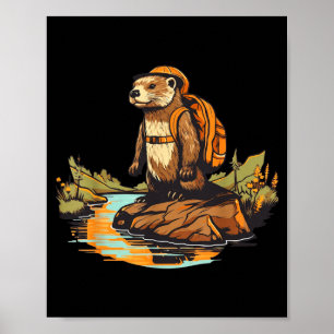 Poster Loutre de rivière randonnée sac à dos animal extér