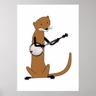 Poster Loutre jouant l'affiche de banjo