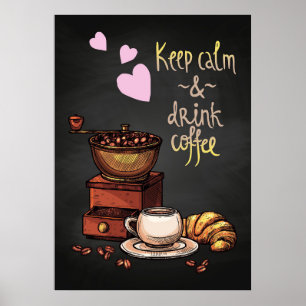 Poster Louveur De Café Restez Calme Et Boire Café
