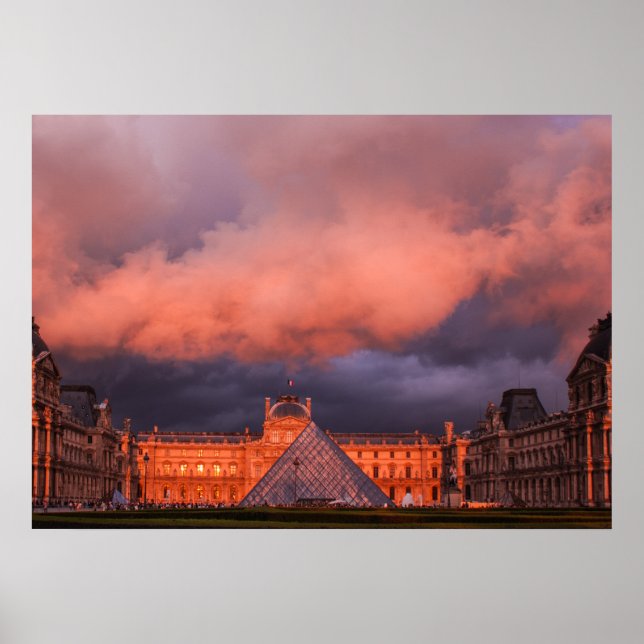 Poster Louvre au coucher du soleil (Devant)