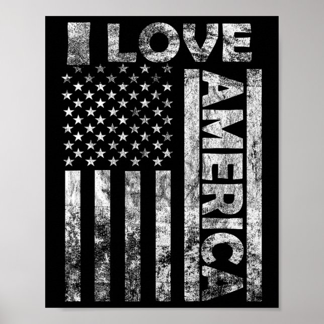 Poster Love America Shirt Usa Drapeau 4 Juillet Indépenda (Devant)