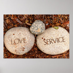 Poster Love and Service - Spiritual Religious Stones