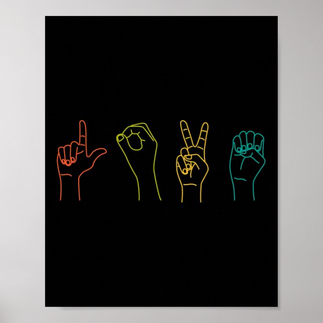 Poster Love ASL Langue des signes Alphabet Valentines Jou (Devant)