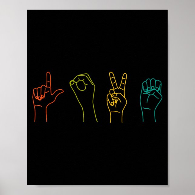 Poster Love Asl Sign Language Alphabet Valentines Day  (Devant)