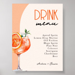 Poster Love at First Spritz Mariage Drinks Menu