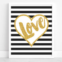 Love Black & White Gold Parties scintillant Stripe