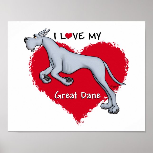 Poster Love Blue Great Dane (Devant)