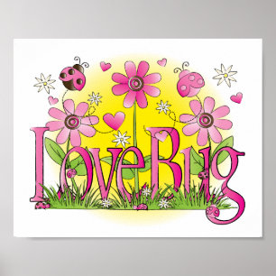 Poster Love Bug Lady Bug Girls Room Wall Art